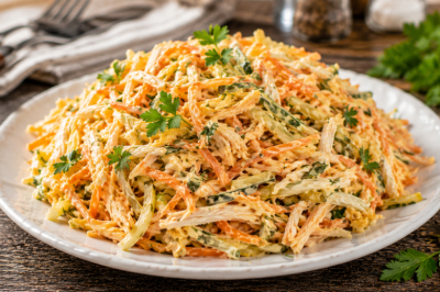 На все праздники готовлю &laquo;Лисичку&raquo;: простой и вкусный салат с курицей и корейской морковью