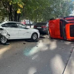 Легковушка перевернулась в жестком ДТП в Казани