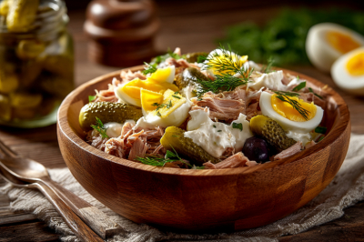 Всего три продукта, но мужчины обожают этот салат: готовим с мясом и маринованными огурцами